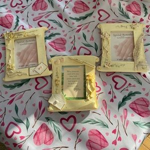 Set of Three antique look light yellow resin decorative frames